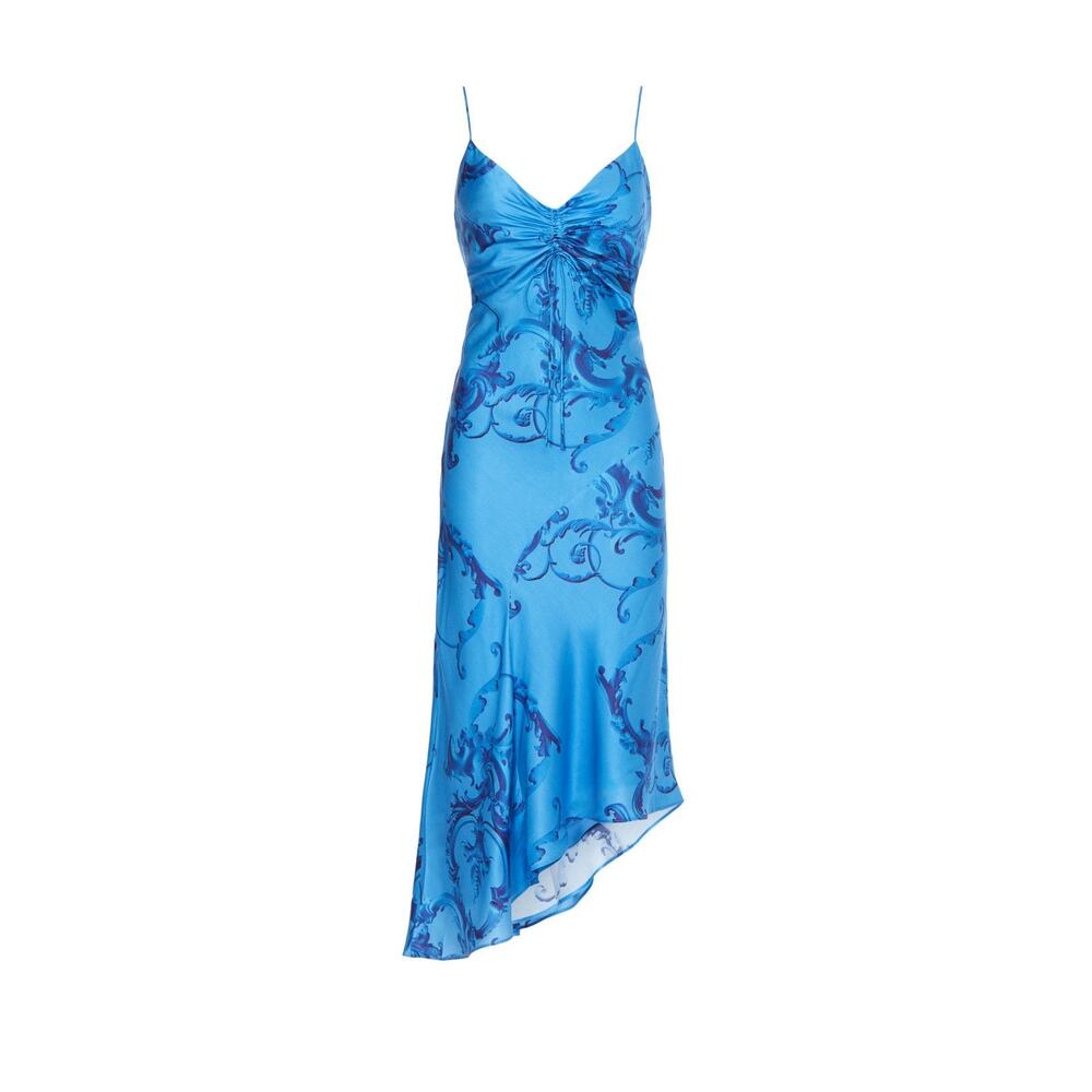 AllSaints Alexia Isabella Blue Tie Dye Asymmetric Sleeveless Midi Dress Size 4 - Picture 5 of 15
